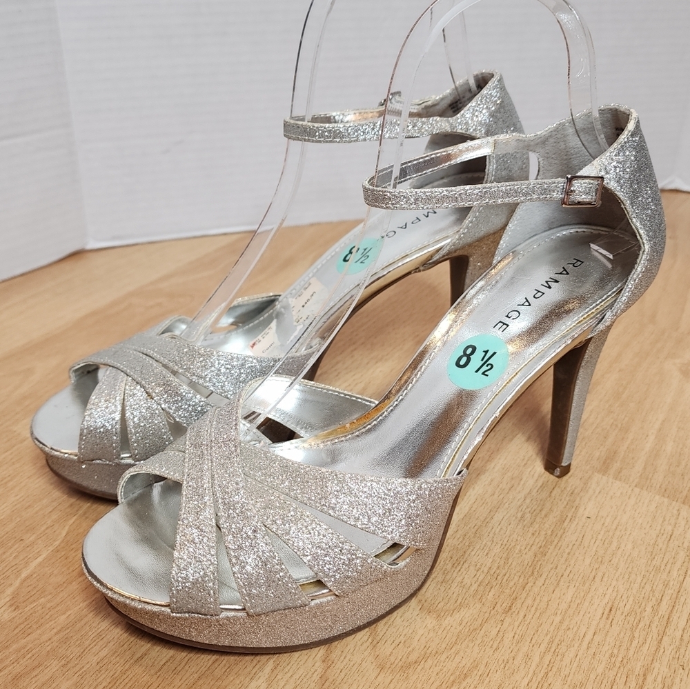 Rampage Silver Sparkle Platform Stiletto Heels  Women's size 8.5